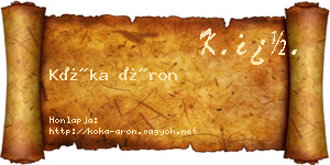 Kóka Áron névjegykártya